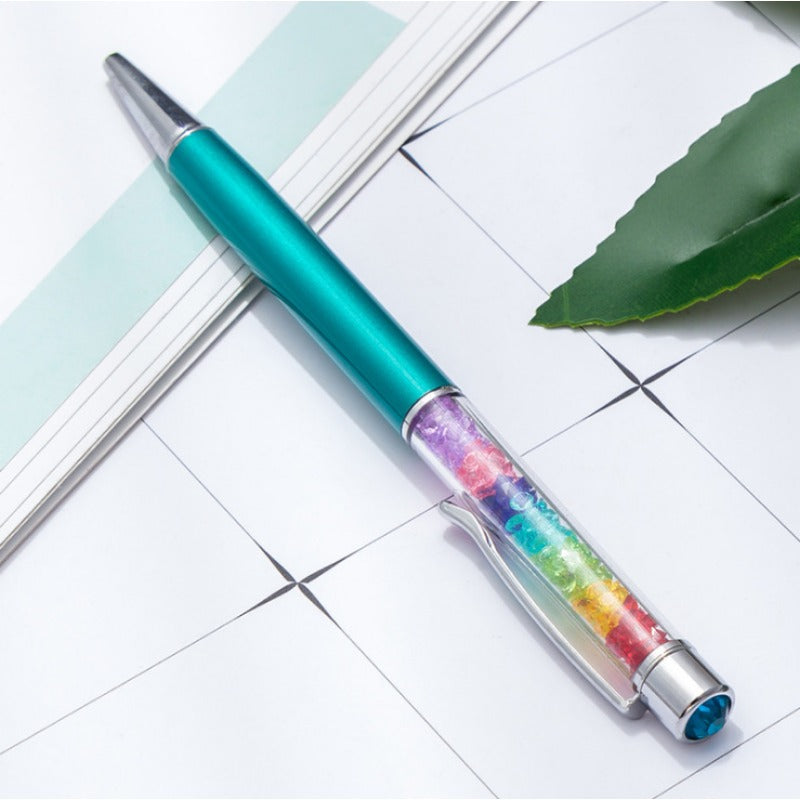 Whoelsale Pens Rainbow Crystal Pen Fragmented Diamond Fashion Metal Office Pen
